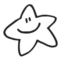 Star with round points and smiley face self-inking rubber stamp available in your choice of 4 sizes and 11 ink colors. Orders over $60 ship free!