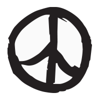 Brush stroke peace sign self-inking rubber stamp available in your choice of 4 sizes and 11 ink colors. Refillable with Ideal ink. Orders over $75 ship free.