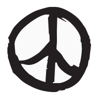 Brush stroke peace sign self-inking rubber stamp available in your choice of 4 sizes and 11 ink colors. Refillable with Ideal ink. Orders over $100 ship free.