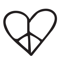 Heart peace sign self-inking rubber stamp available in your choice of 4 sizes and  11 ink colors. Refillable with Ideal ink. Online orders over $75 ship free.
