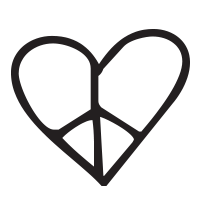 Heart peace sign self-inking rubber stamp available in your choice of 4 sizes and  11 ink colors. Refillable with Ideal ink. Online orders over $100 ship free.