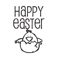 Happy Easter chickadee self-inking rubber stamp available in your choice of 4 sizes and 11 ink colors. Refillable with Ideal ink. Orders over $100 ship free.