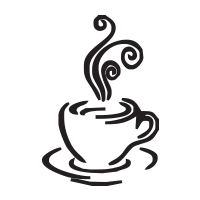 Fancy lined coffee cup self-inking rubber stamp available in your choice of 4 sizes and 11 ink colors. Refill with Ideal ink. Orders over $100 ship free!