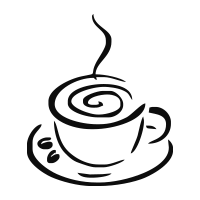 Coffee cup and saucer clipart self-inking rubber stamp available in your choice of 4 sizes and 11 ink colors. Re-ink with Ideal ink. Orders over $100 ship free.
