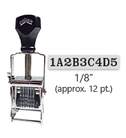 This 9 band custom Comet self-inking alphanumeric stamp has a character size of 1/8" and comes in 11 stunning ink color options. Orders over $45 ship free!