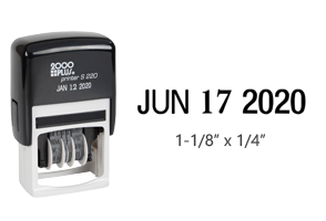 This eco-friendly date stamp contains an impression size of 1/4" x 1-1/8", a 5/32" character height and comes in black ink. Ships in 2-3 business days.