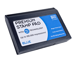 This 2-3/4" x 4-1/4" premium gel stamp pad comes in blue and lasts for up to 100,000 quality impressions. No re-inking required. Orders over $45 ship free!