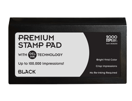 This 2-3/4" x 5-3/4" premium gel stamp pad comes in black and lasts for up to 100,000 quality impressions. No re-inking required. Orders over $45 ship free!