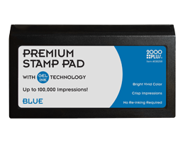 This 2-3/4" x 5-3/4" premium gel stamp pad comes in blue and lasts for up to 100,000 quality impressions. No re-inking required. Orders over $45 ship free!