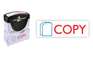 This pre-inked COPY message stamp comes in a two-color, red/blue, option and has a shutter action dust cover to deliver a crisp impression each time.