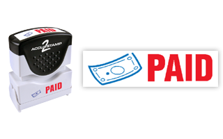This pre-inked PAID message stamp comes in a two-color, red/blue, option and has a shutter action dust cover to deliver a crisp impression each time.