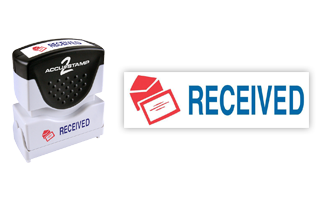 This pre-inked RECEIVED message stamp comes in a two-color, red/blue, option and has a shutter action dust cover to deliver a crisp impression each time.