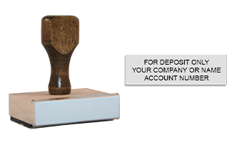 Endorse your checks w/ a quick & easy bank deposit wood hand stamp. Customize up to 3 lines of text. Stamp pad not included. Free shipping on orders over $100!