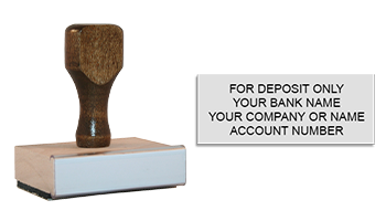 Endorse your checks w/ a quick and easy bank deposit wood hand stamp. Customize up to 4 lines of text. Ink pad not included. Free shipping on orders over $100!