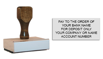 Endorse your checks w/ a quick & easy bank deposit wood hand stamp. Customize up to 5 lines of text. Stamp pad not included! Free shipping on orders over $100!