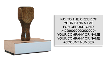Endorse your checks w/ a quick & easy bank deposit wood hand stamp. Customize up to 7 lines of text. Ink pad not included! Free shipping on orders over $50!
