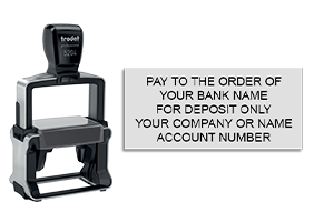 Endorse your checks with a quick and easy bank deposit Heavy Duty Trodat stamp. Customize up to 5 lines of text. Free shipping on orders over $75!