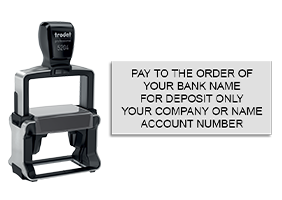 Endorse your checks with a quick and easy bank deposit Heavy Duty Trodat stamp. Customize up to 5 lines of text. Free shipping on orders over $100!