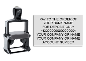 Endorse your checks with a quick and easy bank deposit Heavy Duty Trodat stamp. Customize up to 7 lines of text. Free shipping on orders over $75!