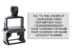 Endorse your checks with a quick and easy bank deposit Heavy Duty Trodat stamp. Customize up to 7 lines of text. Free shipping on orders over $100!