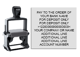 Endorse your checks with a quick and easy bank deposit Heavy Duty Trodat stamp. Customize up to 10 lines of text. Free shipping on orders over $75!