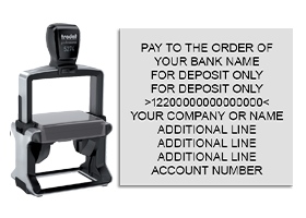 Endorse your checks with a quick and easy bank deposit Heavy Duty Trodat stamp. Customize up to 10 lines of text. Free shipping on orders over $100!