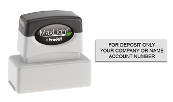 Endorse your checks with a quick and easy bank deposit pre-inked MaxLight XL-115 stamp. Customize up to 3 lines of text. Free shipping on orders over $75!