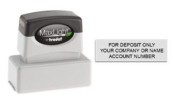 Endorse your checks with a quick and easy bank deposit pre-inked MaxLight XL-115 stamp. Customize up to 3 lines of text. Free shipping on orders over $100!