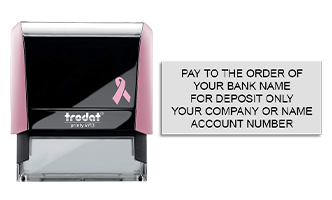 Endorse your checks with a quick and easy bank deposit self-inking Pink stamp. Customize up to 5 lines of text. Free shipping on orders over $75!