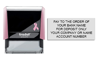 Endorse your checks with a quick and easy bank deposit self-inking Pink stamp. Customize up to 5 lines of text. Free shipping on orders over $100!