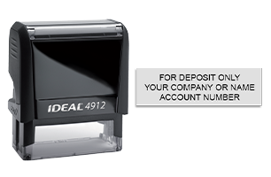 Endorse your checks with a quick and easy bank deposit self-inking Ideal stamp. Customize up to 3 lines of text. Free shipping on orders over $75!