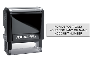 Endorse your checks with a quick and easy bank deposit self-inking Ideal stamp. Customize up to 3 lines of text. Free shipping on orders over $100!