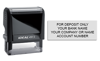 Endorse your checks with a quick and easy bank deposit self-inking Ideal stamp. Customize up to 4 lines of text. Free shipping on orders over $75!