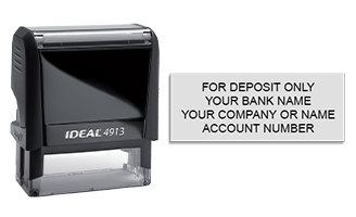 Endorse your checks with a quick and easy bank deposit self-inking Ideal stamp. Customize up to 4 lines of text. Free shipping on orders over $100!