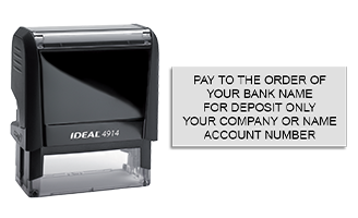 Endorse your checks with a quick and easy bank deposit self-inking Ideal stamp. Customize up to 5 lines of text. Free shipping on orders over $75!