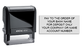 Endorse your checks with a quick and easy bank deposit self-inking Ideal stamp. Customize up to 5 lines of text. Free shipping on orders over $100!