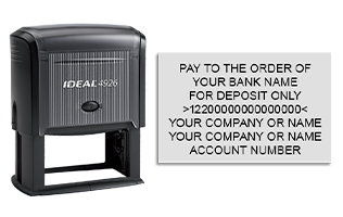 Endorse your checks with a quick and easy bank deposit self-inking Ideal stamp. Customize up to 7 lines of text. Free shipping on orders over $100!
