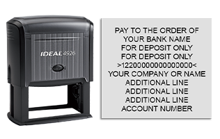 Endorse your checks with a quick and easy bank deposit self-inking Ideal stamp. Customize up to 10 lines of text. Free shipping on orders over $75!