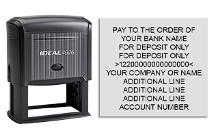 Endorse your checks with a quick and easy bank deposit self-inking Ideal stamp. Customize up to 10 lines of text. Free shipping on orders over $100!