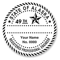 This professional engineer stamp for the state of Alaska adheres to state regulations and provides top quality impressions. Orders over $45 ship free!