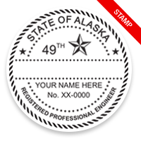 This professional engineer stamp for the state of Alaska adheres to state regulations and provides top quality impressions. Orders over $75 ship free!