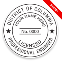 This professional engineer stamp for the District of Columbia adheres to state regulations and provides top quality impressions. Orders over $75 ship free!