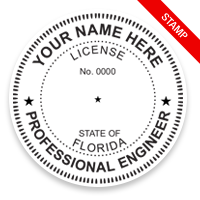 This professional engineer stamp for the state of Florida adheres to state regulations and provides top quality impressions. Orders over $100 ship free!