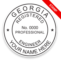 This professional engineer stamp for the state of Georgia adheres to state regulations and provides top quality impressions. Orders over $75 ship free!