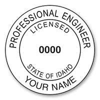 This professional engineer stamp for the state of Idaho adheres to state regulations and provides top quality impressions. Orders over $60 ship free!