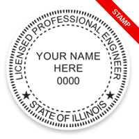 This professional engineer stamp for the state of Illinois adheres to state regulations and provides top quality impressions. Orders over $75 ship free!