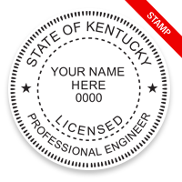 This professional engineer stamp for the state of Kentucky adheres to state regulations and provides top quality impressions. Orders over $75 ship free!