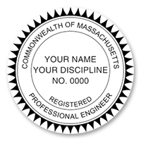 This professional engineer stamp for the state of Massachusetts adheres to state regulations and provides top quality impressions. Orders over $60 ship free!