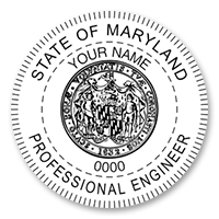 This professional engineer stamp for the state of Maryland adheres to state regulations and provides top quality impressions. Orders over $45 ship free!