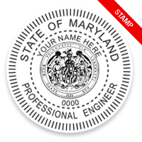 This professional engineer stamp for the state of Maryland adheres to state regulations and provides top quality impressions. Orders over $75 ship free!